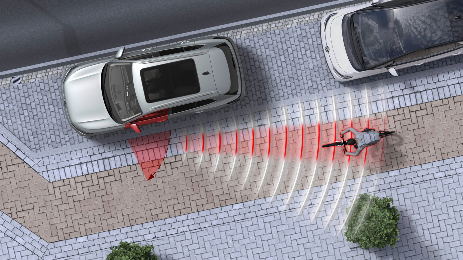 Der radargestützte Ausstiegswarner soll Radfahrer vor so genannten „Dooring“-Unfällen schützen